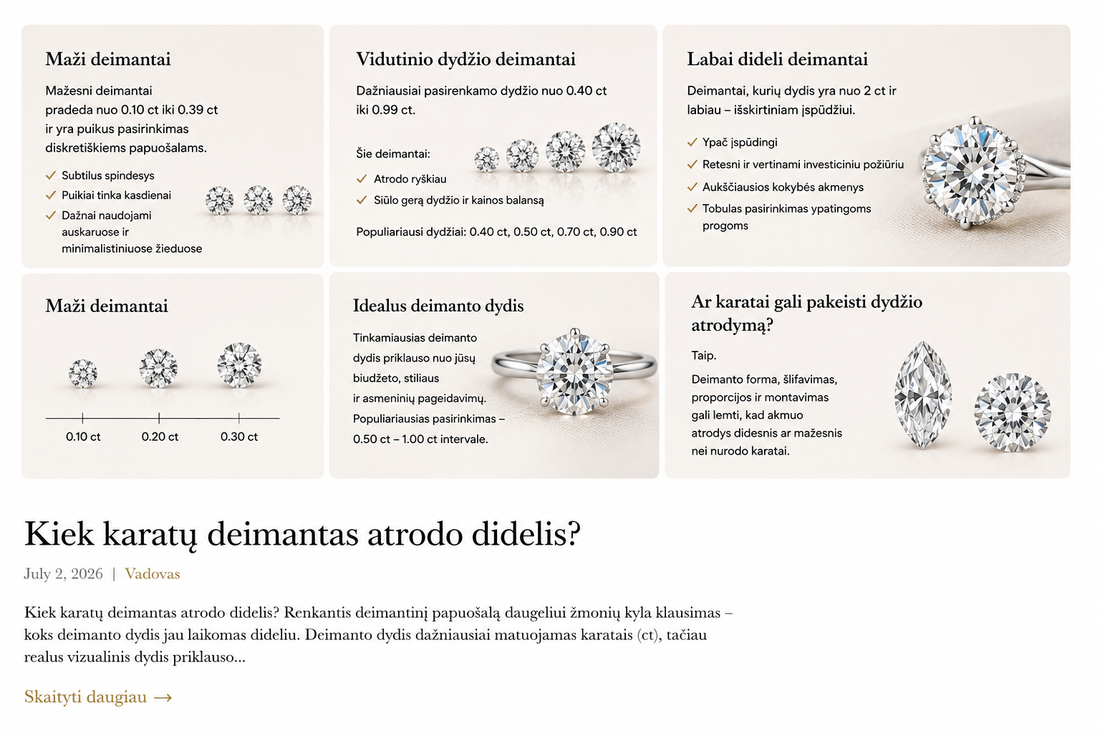 Kiek karatų deimantas atrodo didelis?
