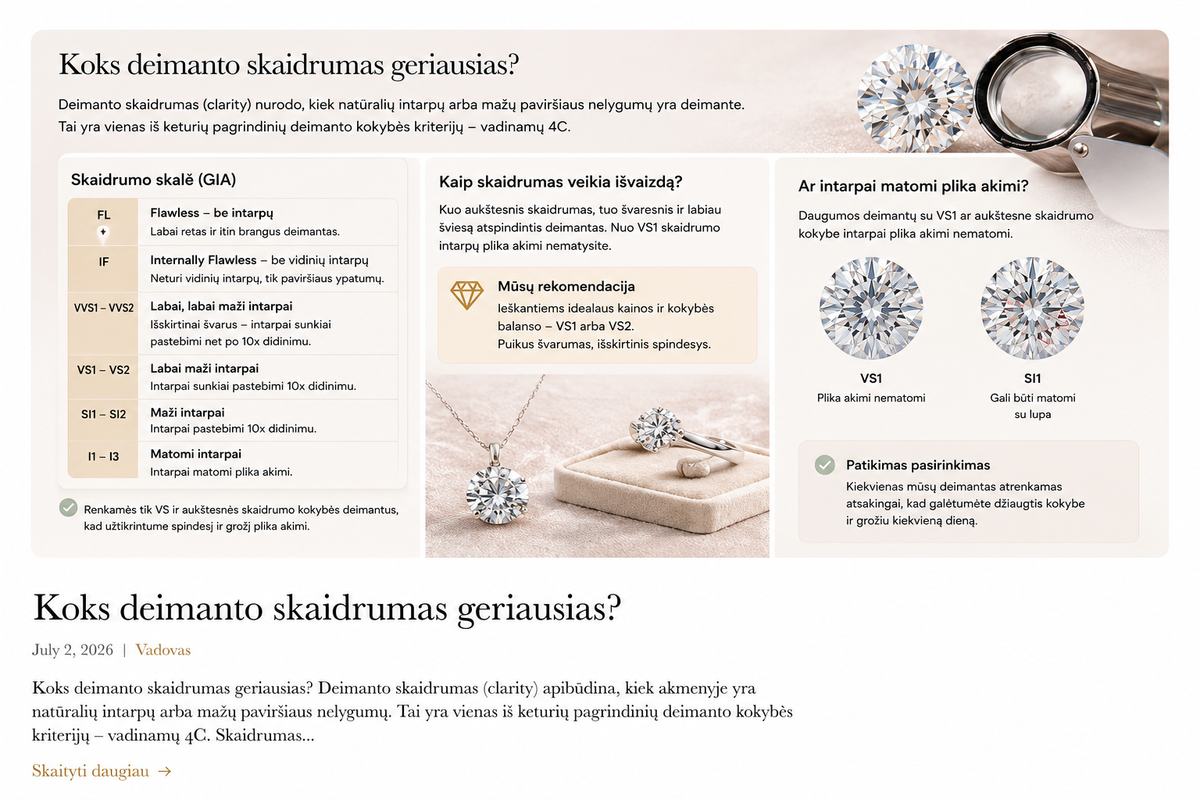 Koks deimanto skaidrumas geriausias?