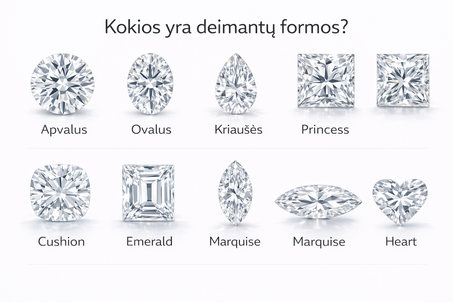 Kokios yra deimantų formos?