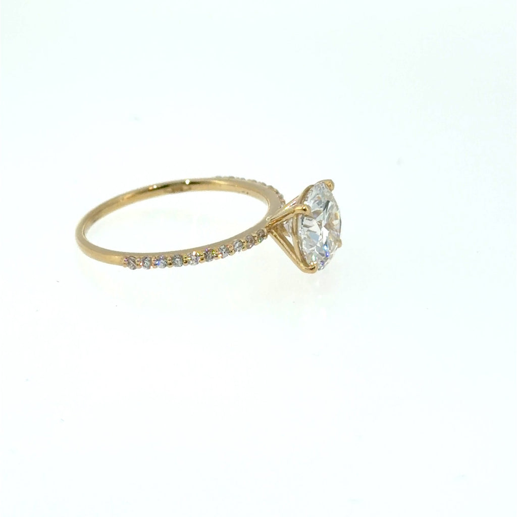 Prabangus žiedas geltono aukso 2.18 ct apvalios formos | Laboratoriniai Deimantai