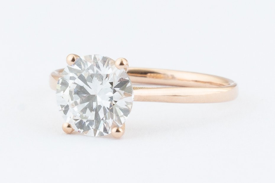Elegantiškas žiedas rožinio aukso 1.00 ct apvalios formos | Laboratorinis Deimantas