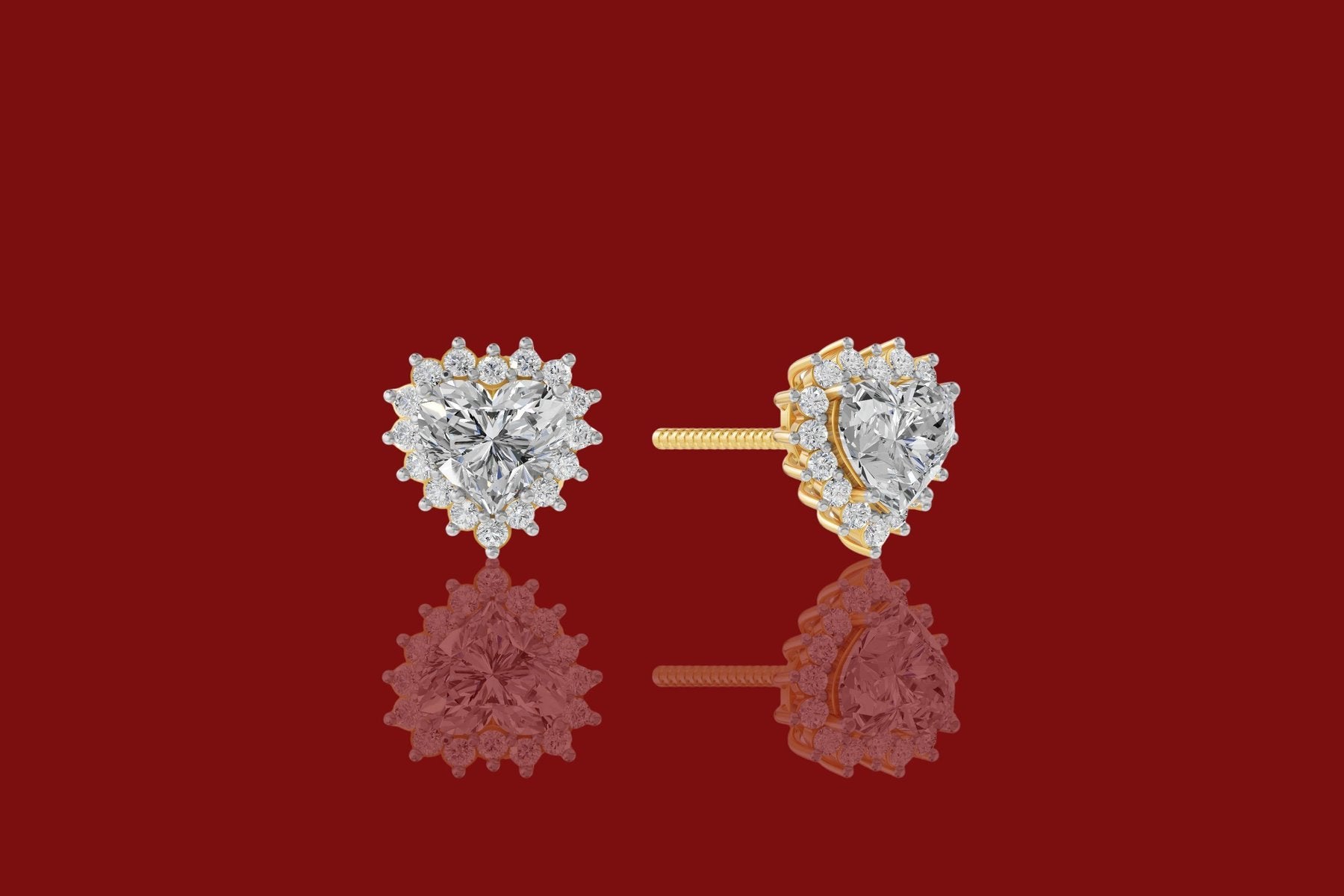 Romantiški Auskarai Širdelės Formos 2.18 ct | Auginti Deimantai