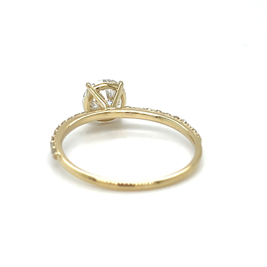 Prabangus žiedas geltono aukso 1.28 ct apvalios formos | Laboratoriniai Deimantai