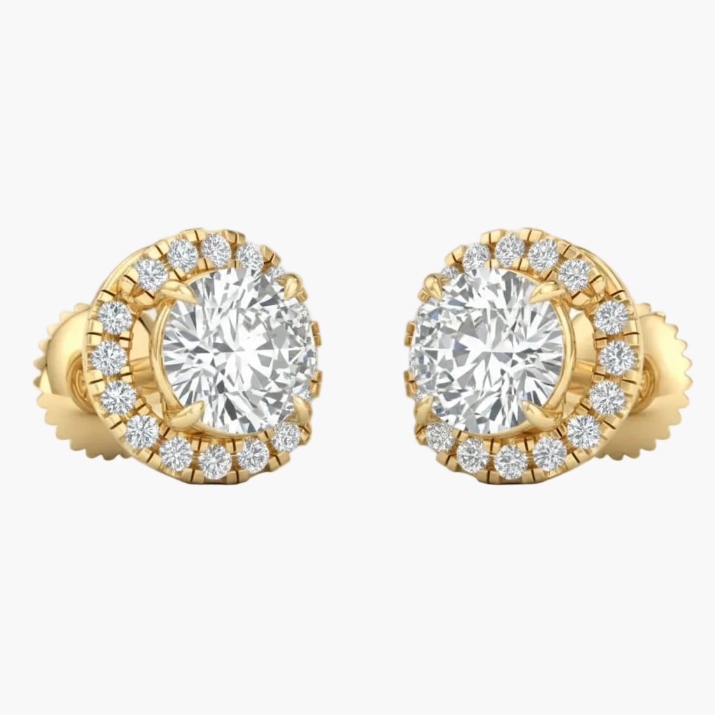 Elegantiški Auksiniai Auskarai 2.35 ct | Laboratorinis Deimantas