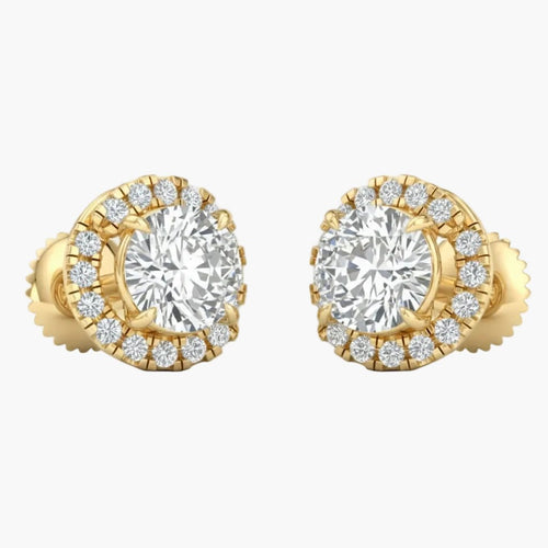 Elegantiški Auksiniai Auskarai 2.35 ct | Laboratorinis Deimantas