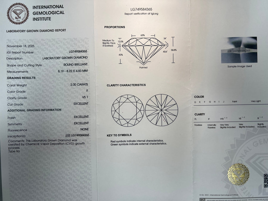 Elegantiškas Auksinis Pakabukas 2.0 ct | Auginti Deimantai