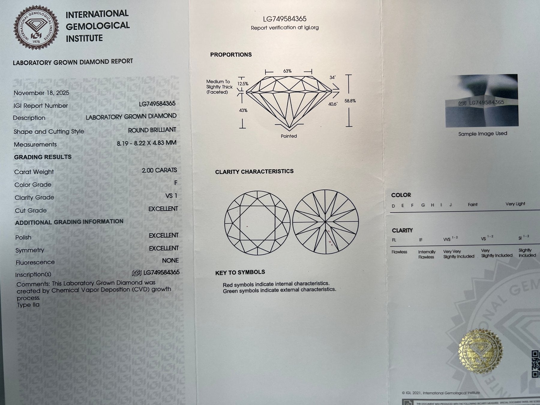 Elegantiškas Auksinis Pakabukas 2.0 ct | Auginti Deimantai