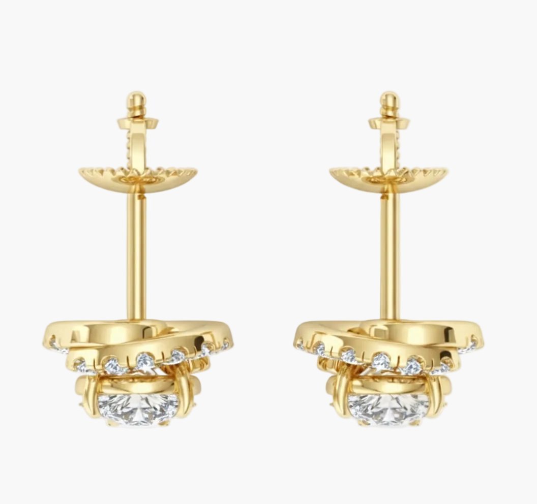 Elegantiški Auksiniai Auskarai 2.35 ct | Laboratorinis Deimantas