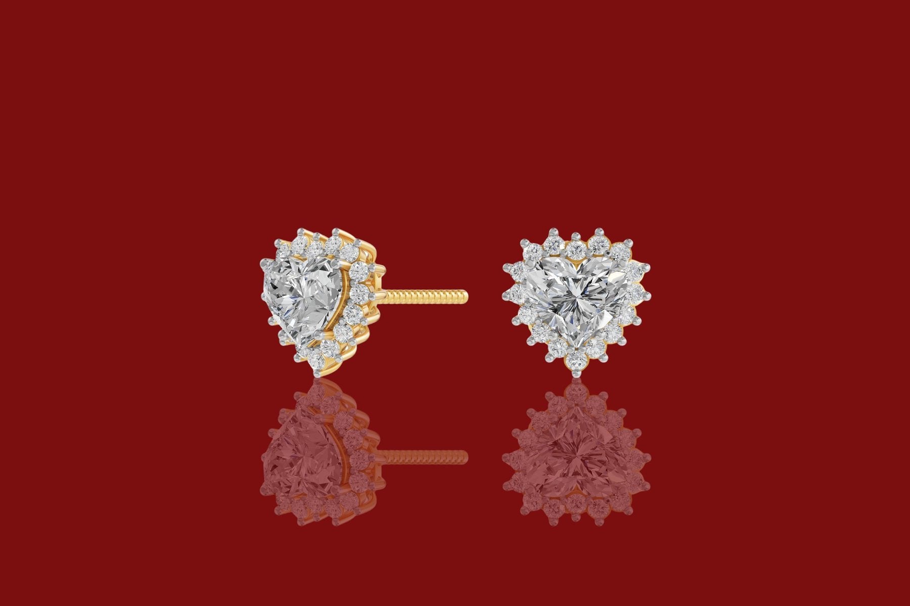 Romantiški Auskarai Širdelės Formos 2.18 ct | Auginti Deimantai