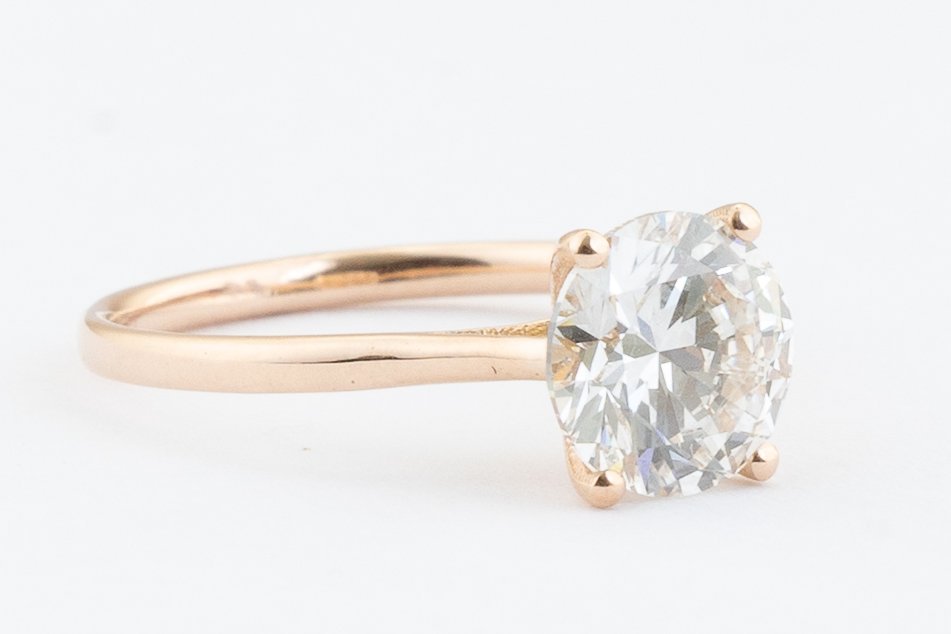Elegantiškas žiedas rožinio aukso 1.00 ct apvalios formos | Laboratorinis Deimantas