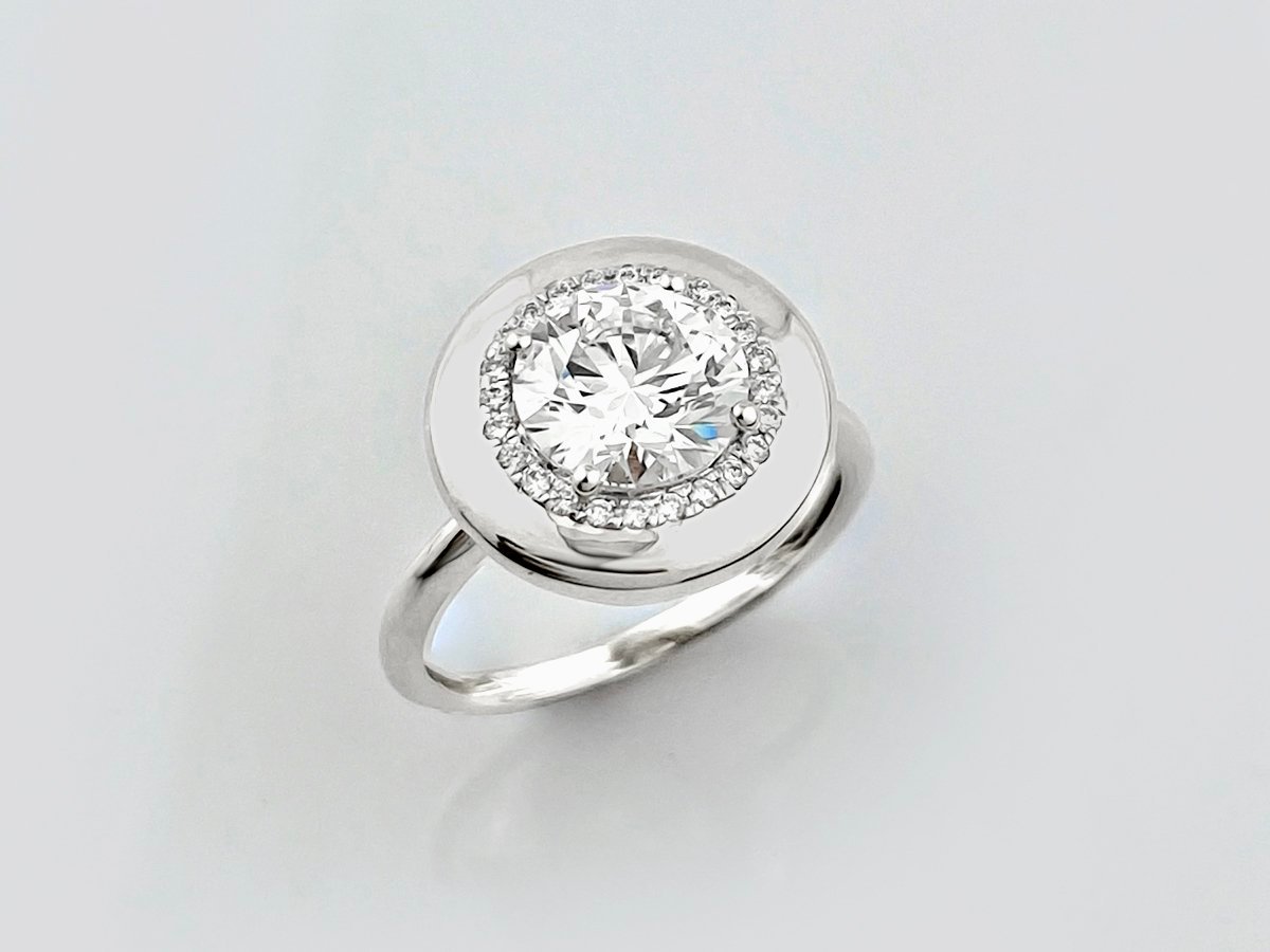 Elegantiškas Auksinis Žiedas 2.12 ct | Auginti Deimantai