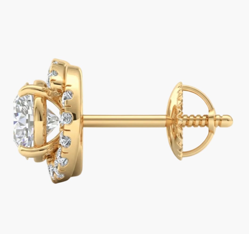 Elegantiški Auksiniai Auskarai 2.35 ct | Laboratorinis Deimantas