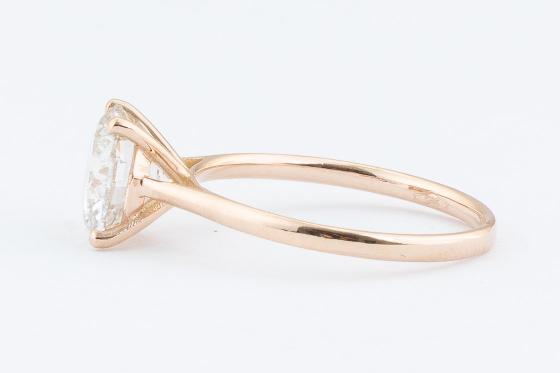 Elegantiškas žiedas rožinio aukso 1.00 ct apvalios formos | Laboratorinis Deimantas