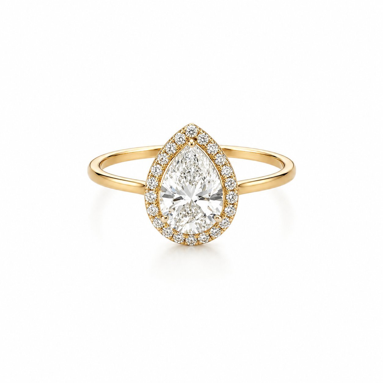 Elegantiškas žiedas geltono aukso 1.01 ct kriaušės formos | Laboratoriniai Deimantai