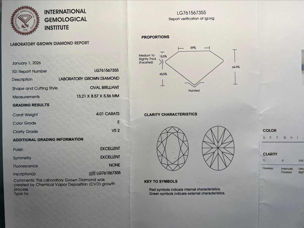 Išskirtinis Žiedas Ovalo Formos 4.26 ct | Laboratorinis Deimantas