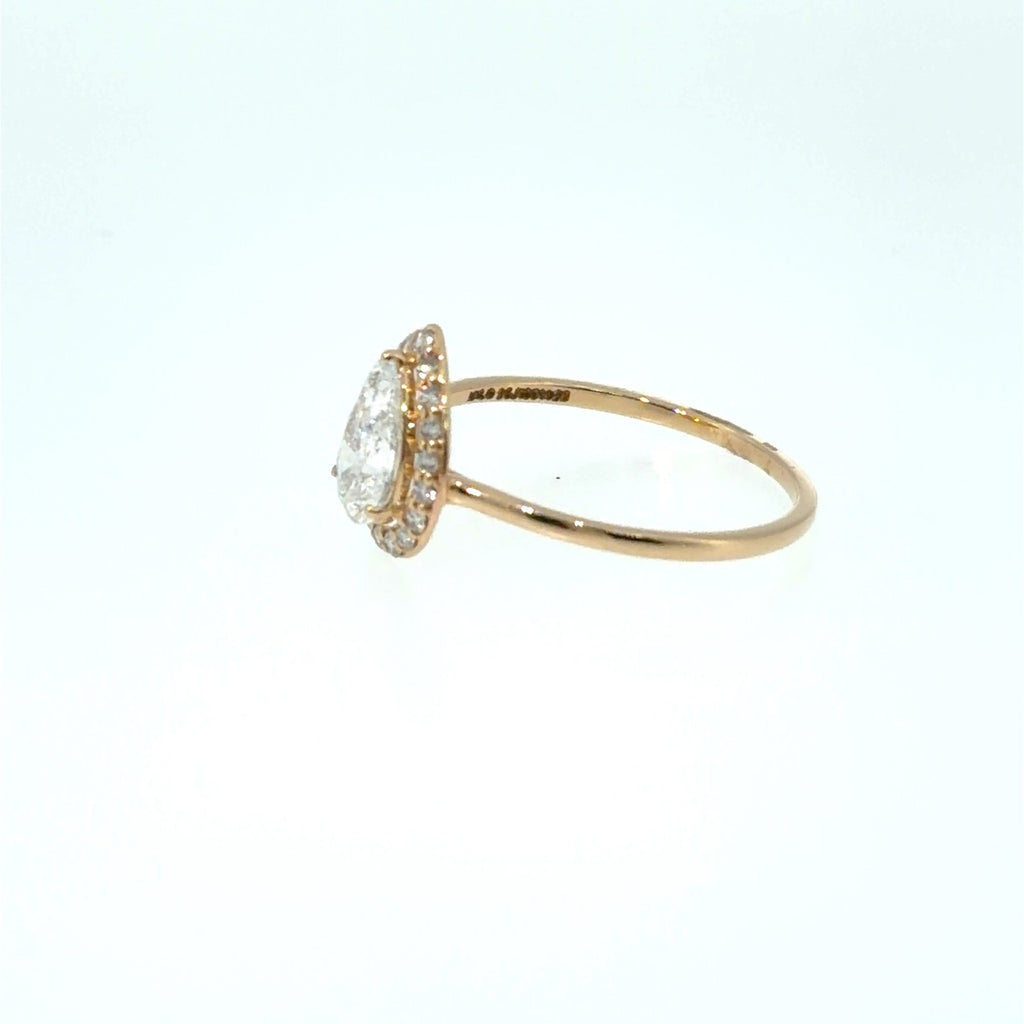 Elegantiškas žiedas geltono aukso 1.01 ct kriaušės formos | Laboratoriniai Deimantai