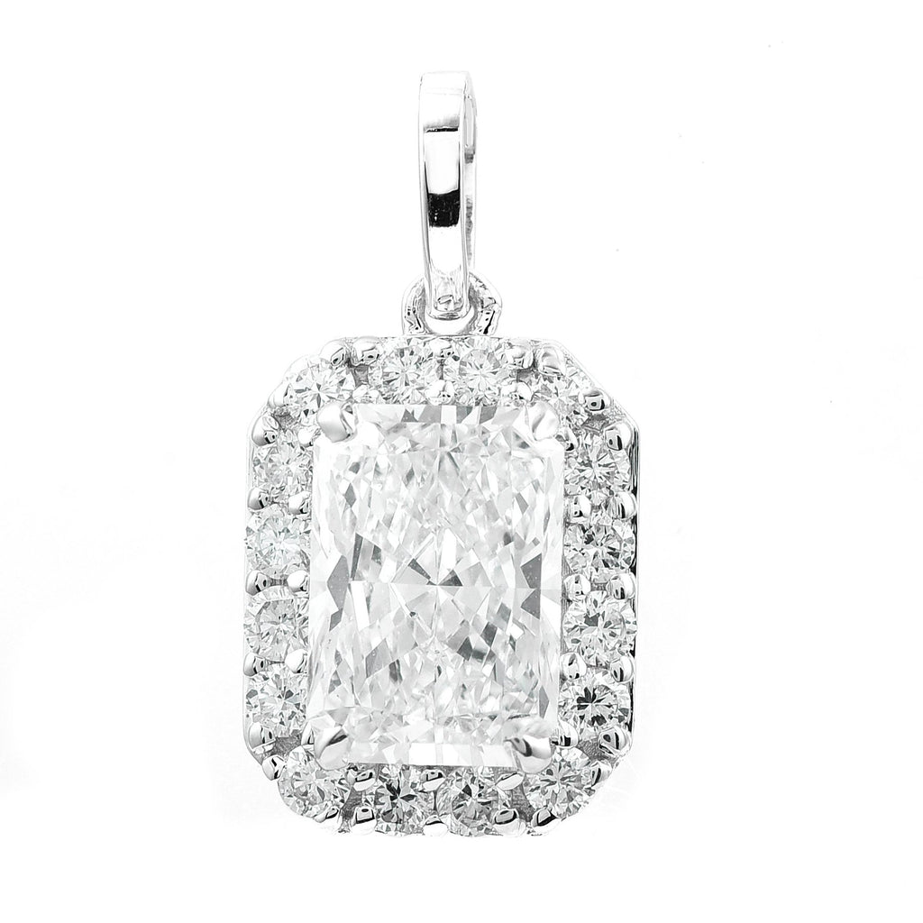 Elegantiškas pakabukas balto aukso 2.37 ct stačiakampio formos | Laboratorinis Deimantas