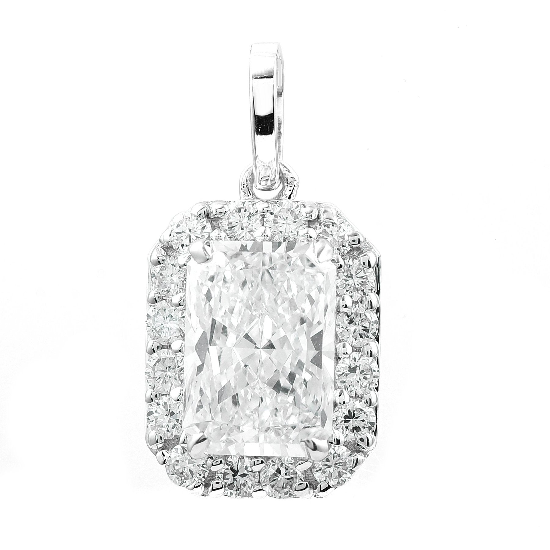 Elegantiškas pakabukas balto aukso 2.37 ct stačiakampio formos | Laboratorinis Deimantas