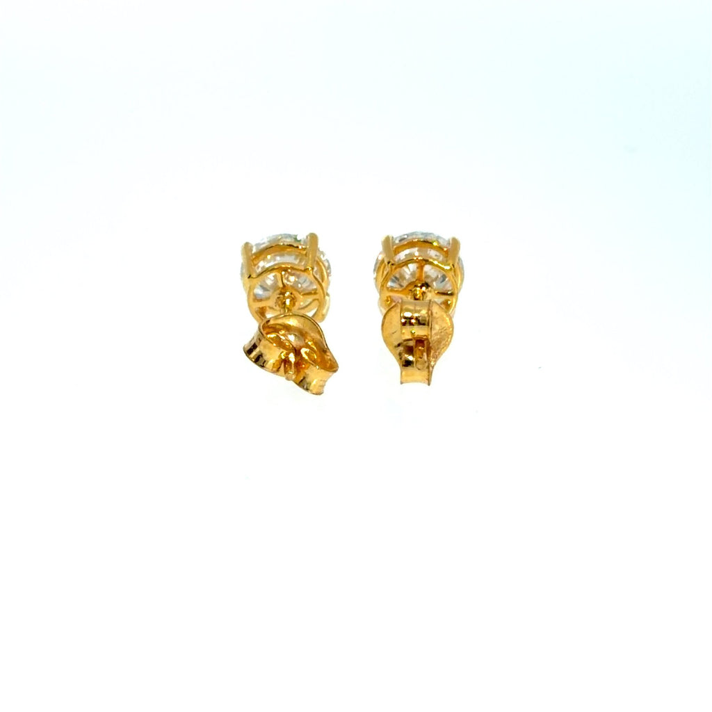 Prabangūs auskarai geltono aukso 2.00 ct apvalios formos | Laboratoriniai Deimantai