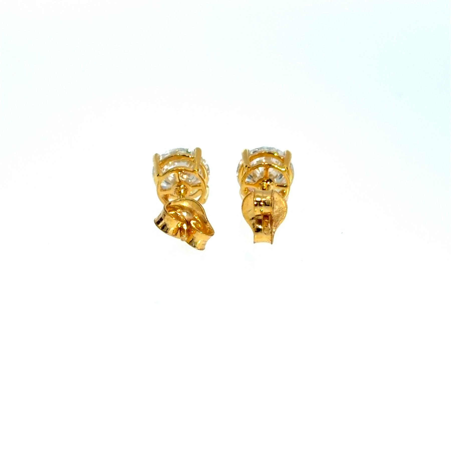 Prabangūs auskarai geltono aukso 2.00 ct apvalios formos | Laboratoriniai Deimantai