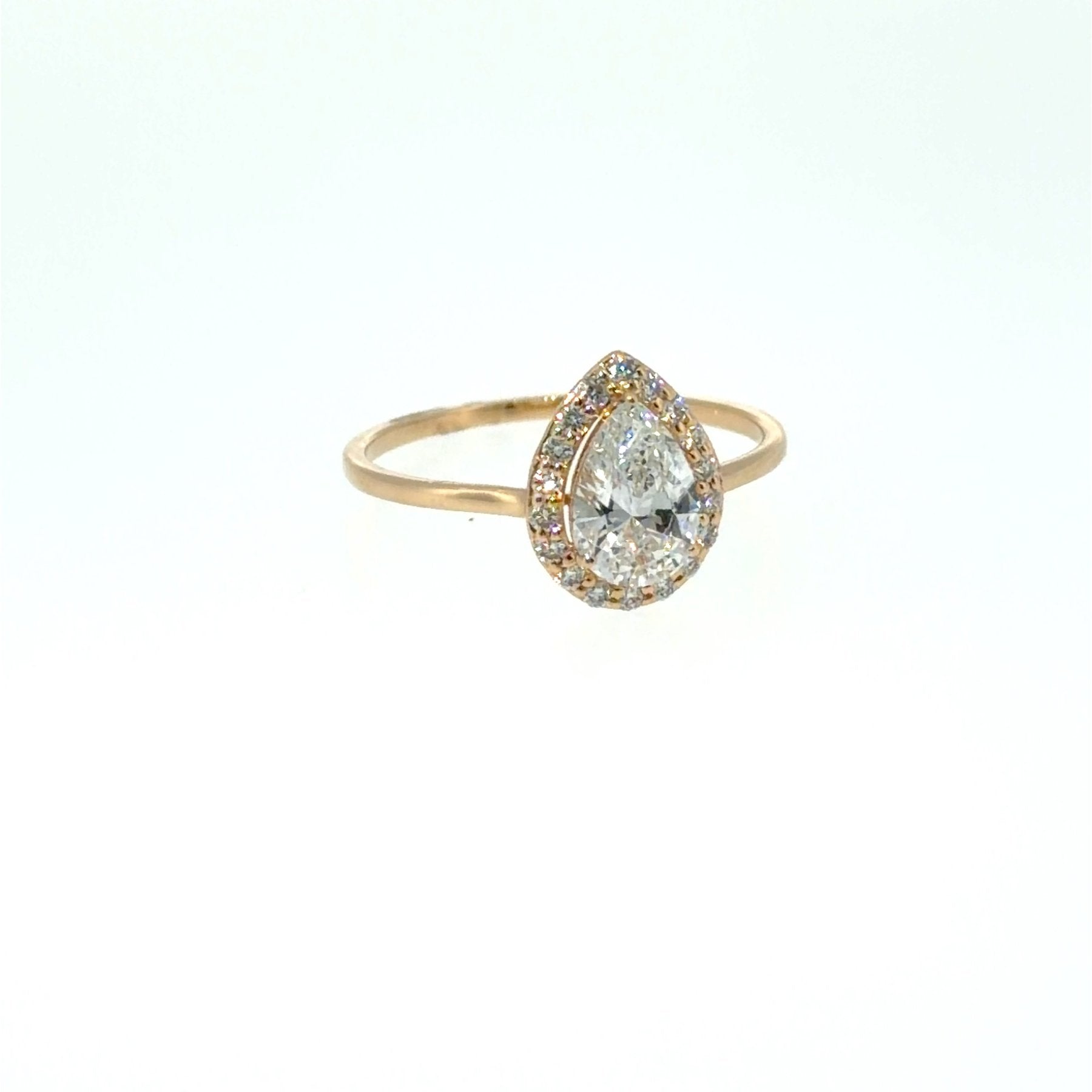 Elegantiškas žiedas geltono aukso 1.01 ct kriaušės formos | Laboratoriniai Deimantai