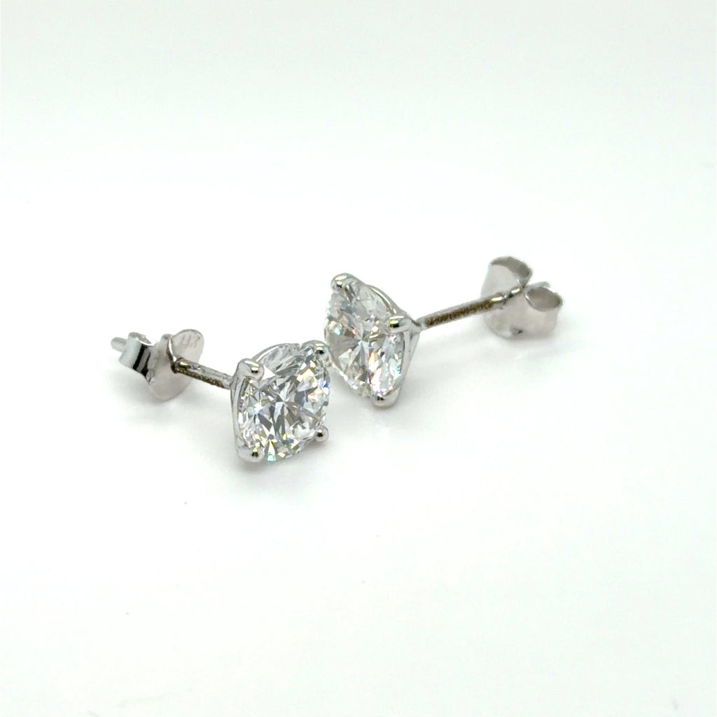 Prabangūs auskarai balto aukso 2.14 ct apvalios formos | Laboratoriniai Deimantai
