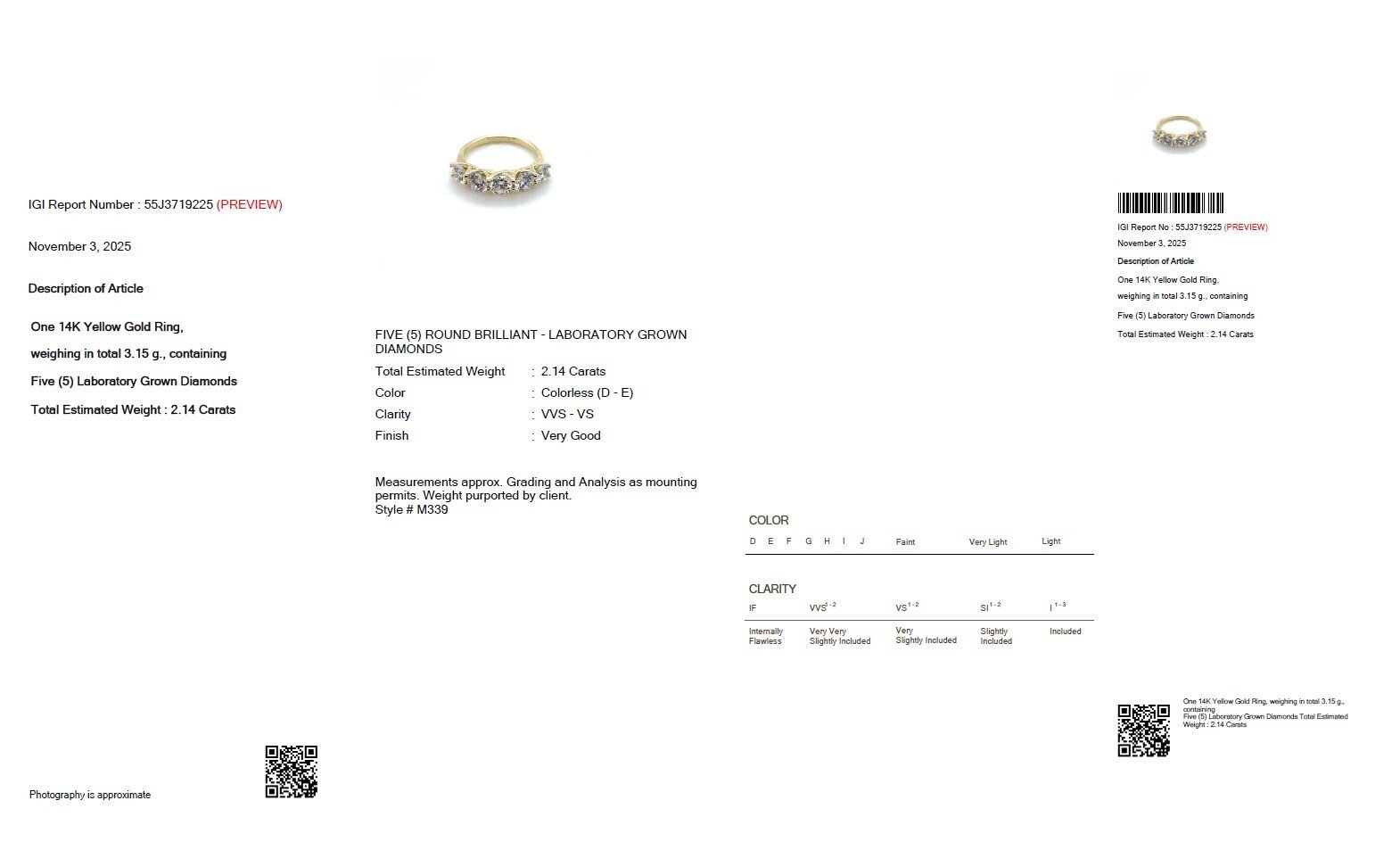 Elegantiškas Žiedas Auksinis 2.14 ct | Auginti Deimantai