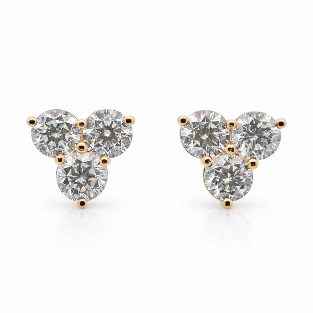 Elegantiški Auksiniai Auskarai 2.71 ct | Auginti Deimantai