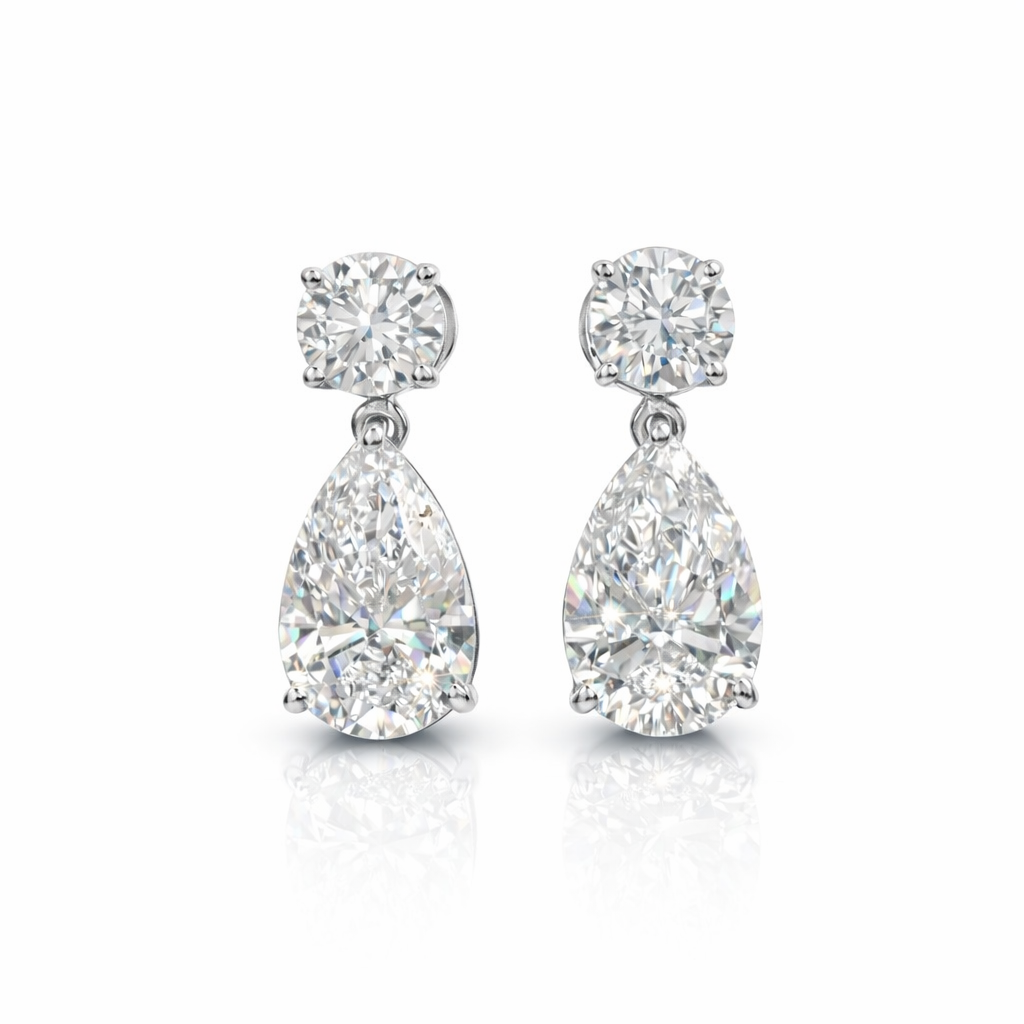 Prabangūs Auskarai Kriaušės Formos 5.13 ct | Laboratorinis Deimantas