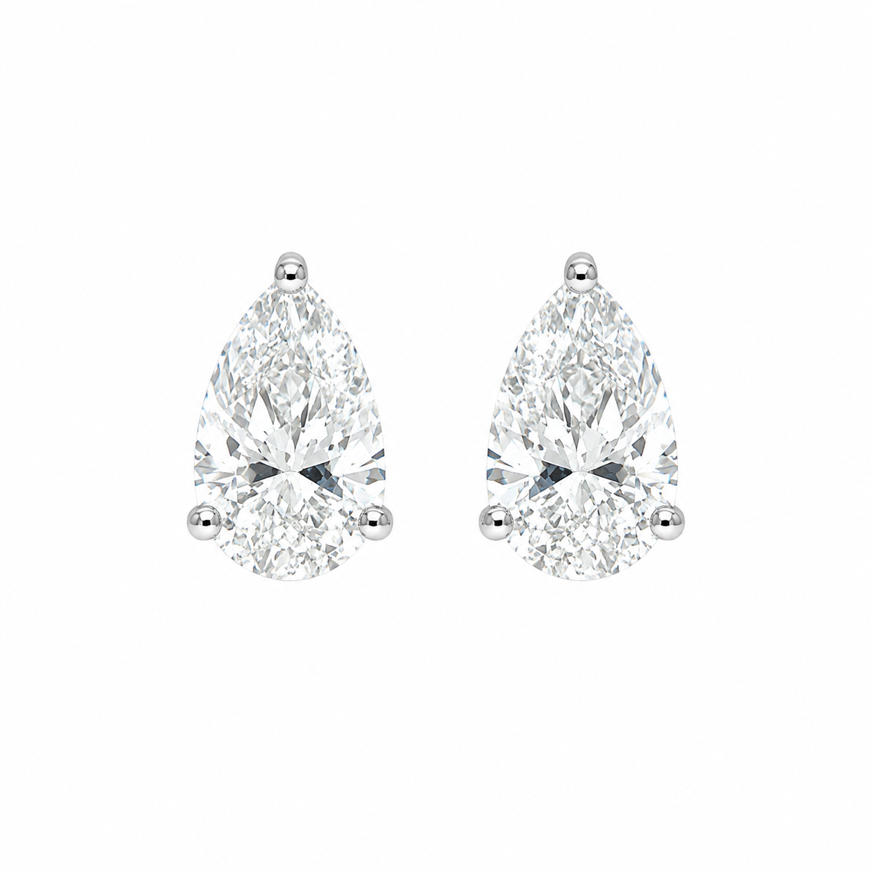 Elegantiški auskarai balto aukso 1.02 ct kriaušės formos | Laboratoriniai Deimantai