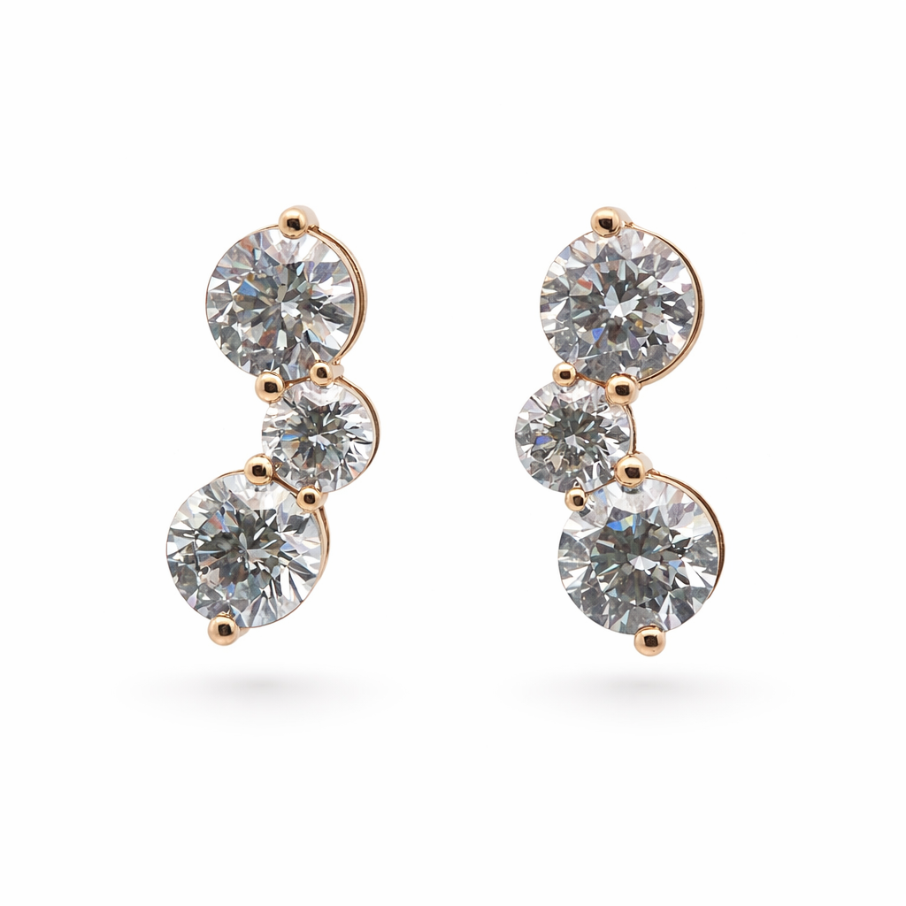 Klasikiniai Auksiniai Auskarai 2.01 ct | Laboratorinis Deimantas