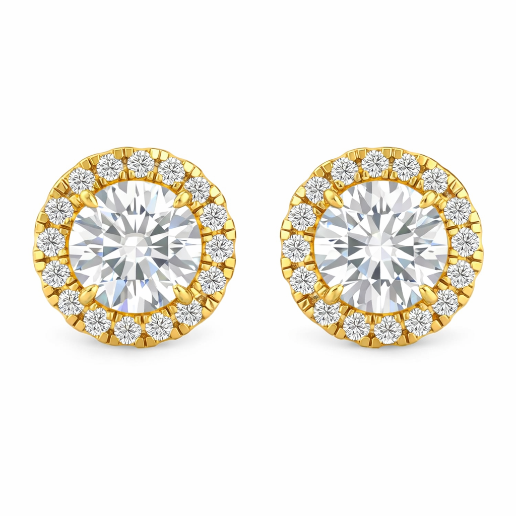 Elegantiški Auksiniai Auskarai 2.35 ct | Laboratorinis Deimantas