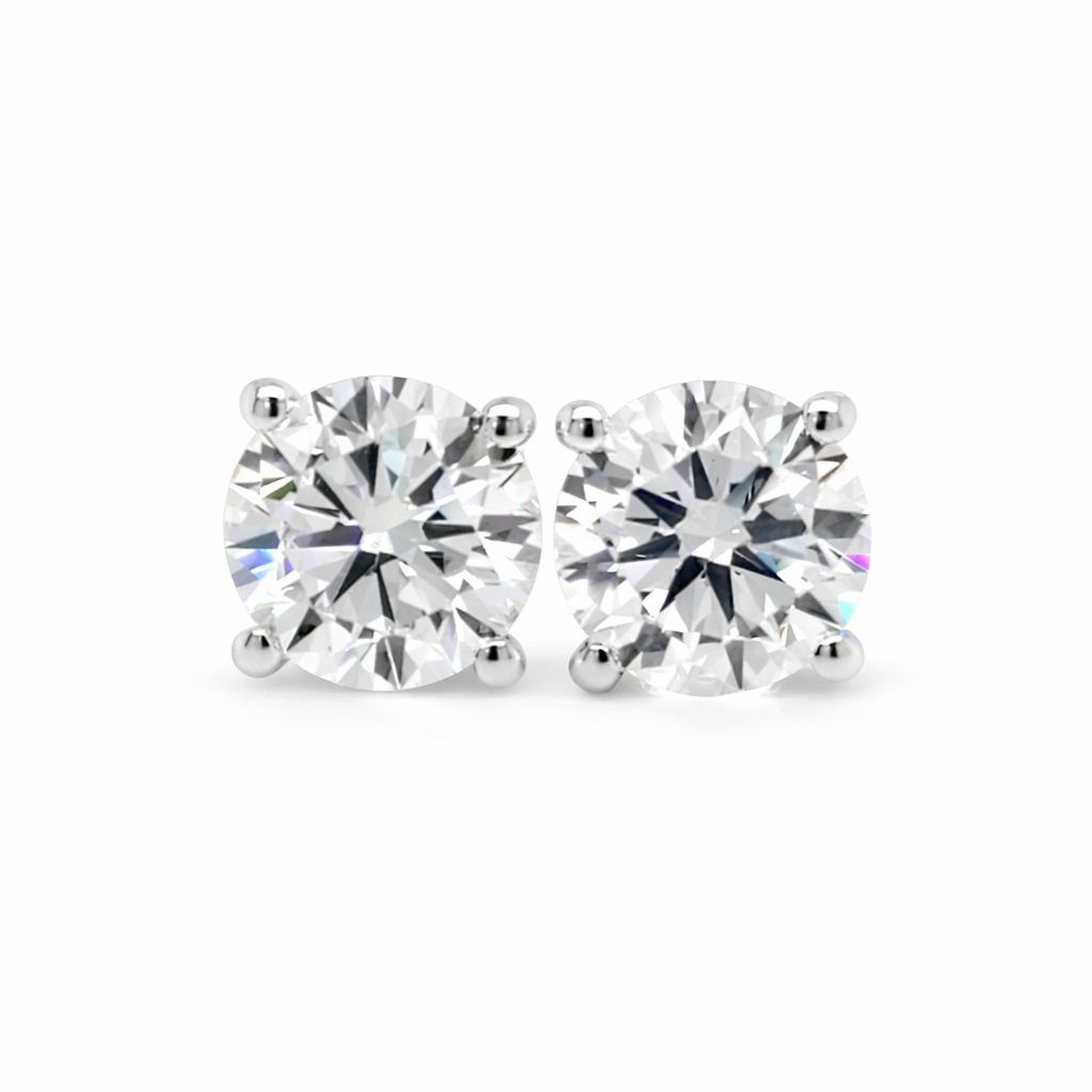 Klasikiniai Auksiniai Auskarai 2.20 ct | Auginti Deimantai
