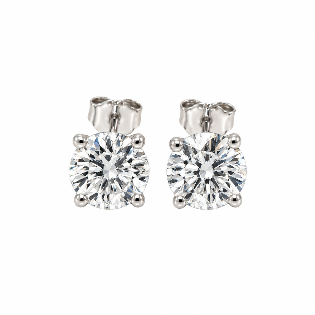 Elegantiški auskarai balto aukso 1.05 ct apvalių deimantų | Laboratoriniai Deimantai