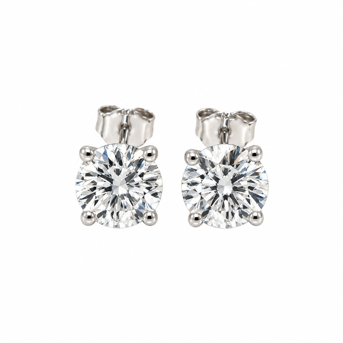 Elegantiški auskarai balto aukso 1.05 ct apvalių deimantų | Laboratoriniai Deimantai