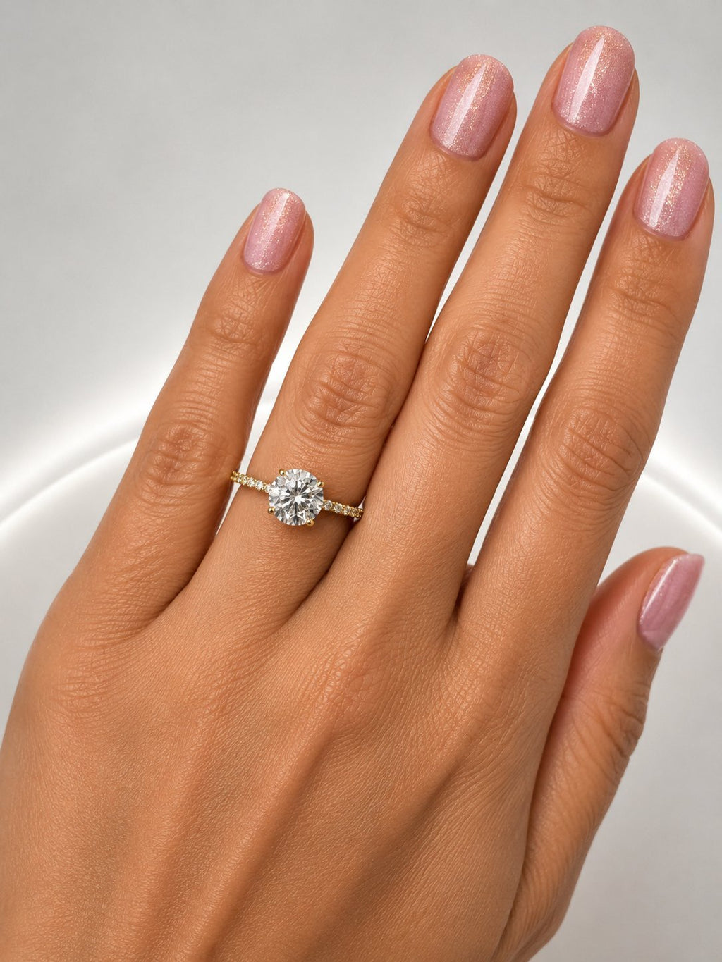 Elegantiškas žiedas geltono aukso 1.25 ct apvalios formos | Laboratoriniai Deimantai