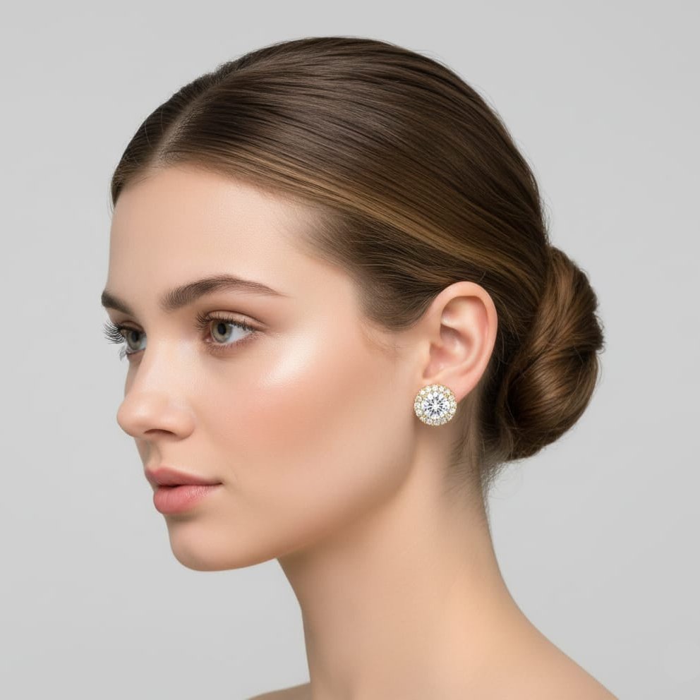 Elegantiški Auksiniai Auskarai 2.35 ct | Laboratorinis Deimantas