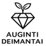 Logo of Auginti Deimantai with a diamond and leaves on a white background