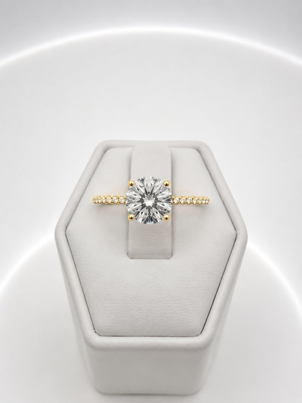 Elegantiškas žiedas geltono aukso 1.25 ct apvalios formos | Laboratoriniai Deimantai