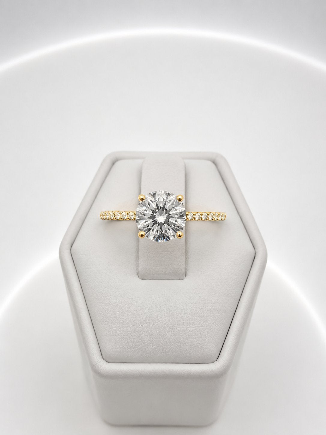 Elegantiškas žiedas geltono aukso 1.25 ct apvalios formos | Laboratoriniai Deimantai
