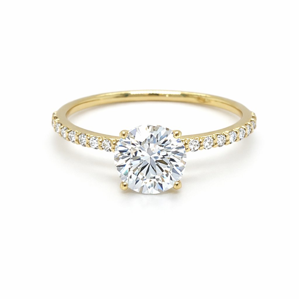 Elegantiškas žiedas geltono aukso 1.25 ct apvalios formos | Laboratoriniai Deimantai