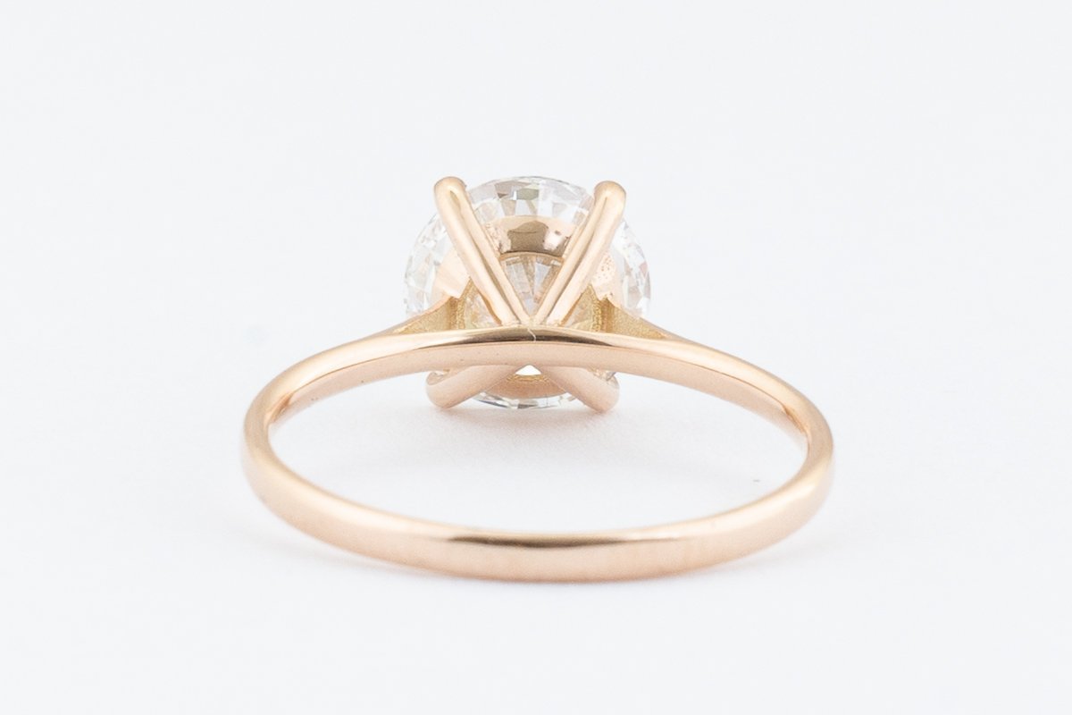 Elegantiškas žiedas rožinio aukso 1.00 ct apvalios formos | Laboratorinis Deimantas