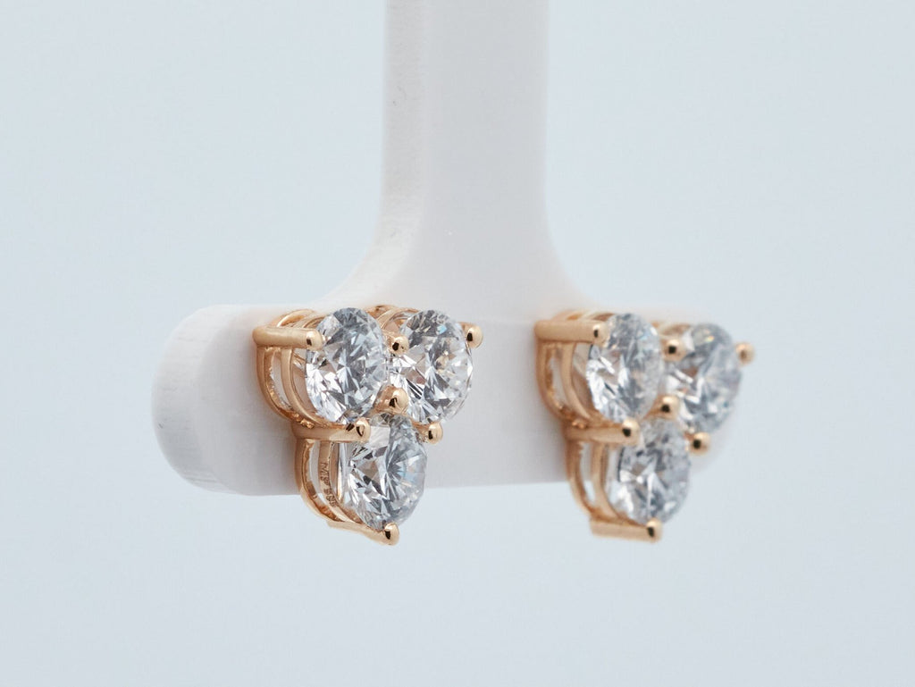 Elegantiški Auksiniai Auskarai 2.71 ct | Auginti Deimantai