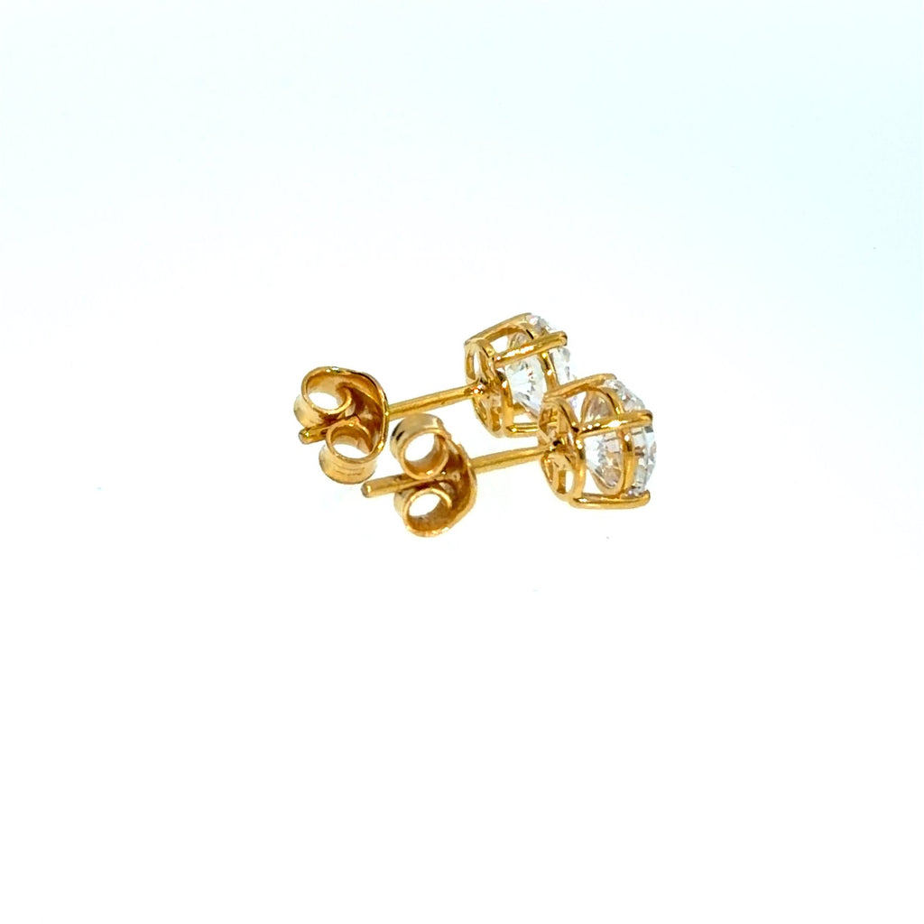 Prabangūs auskarai geltono aukso 2.00 ct apvalios formos | Laboratoriniai Deimantai