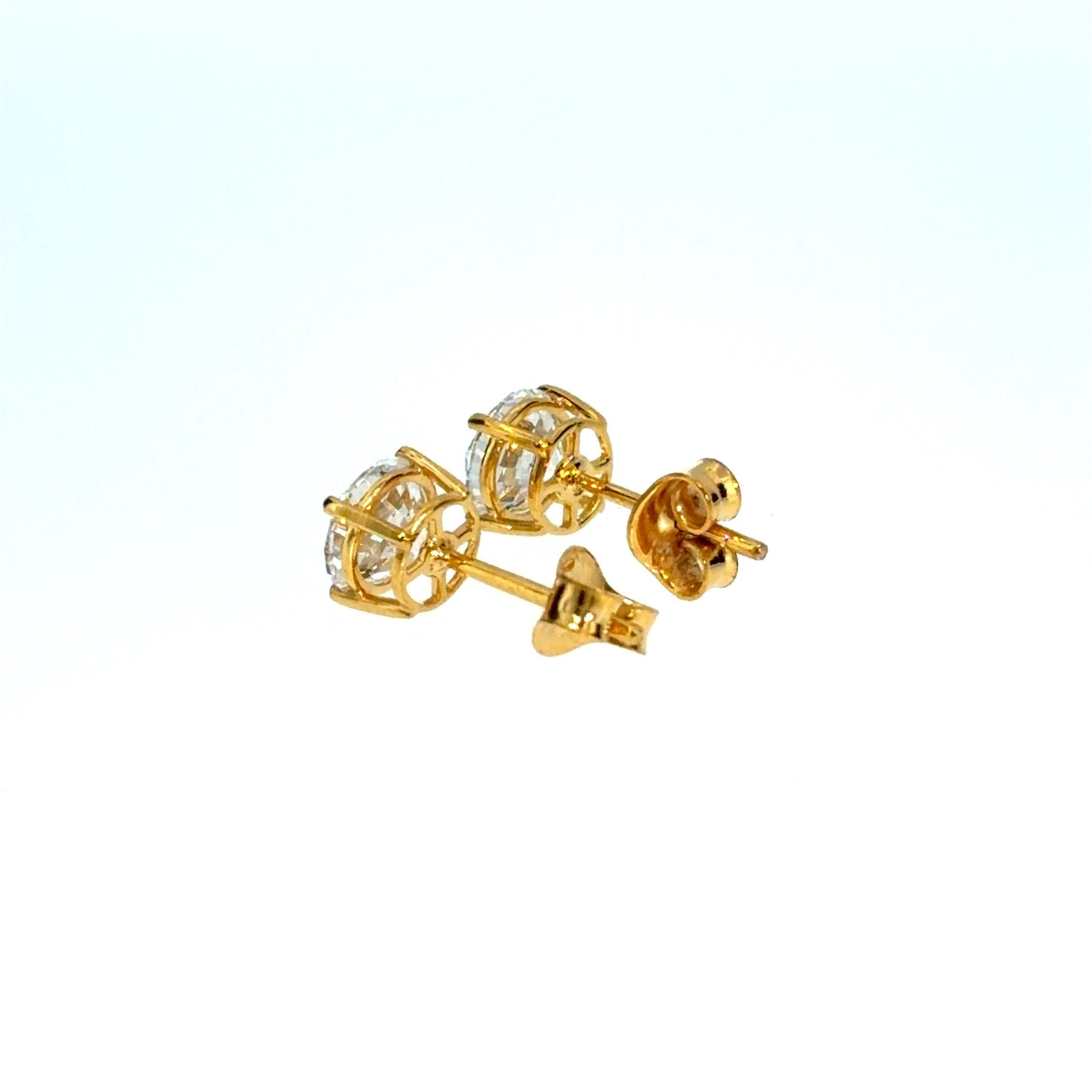 Prabangūs auskarai geltono aukso 2.00 ct apvalios formos | Laboratoriniai Deimantai