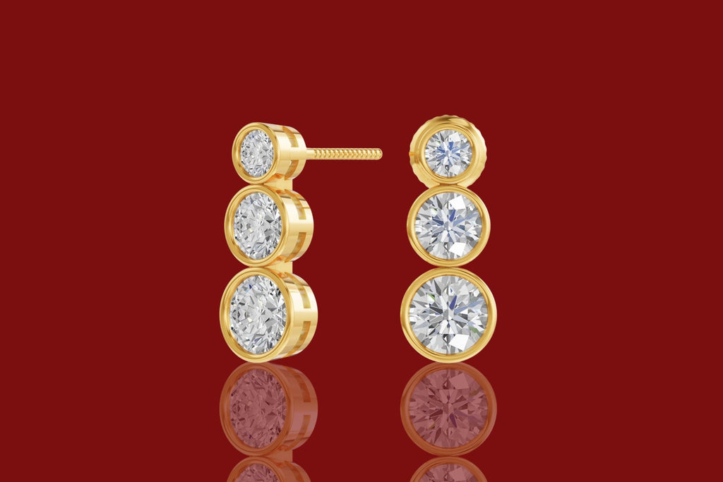 Elegantiški Auksiniai Auskarai 2.04 ct | Laboratorinis Deimantas