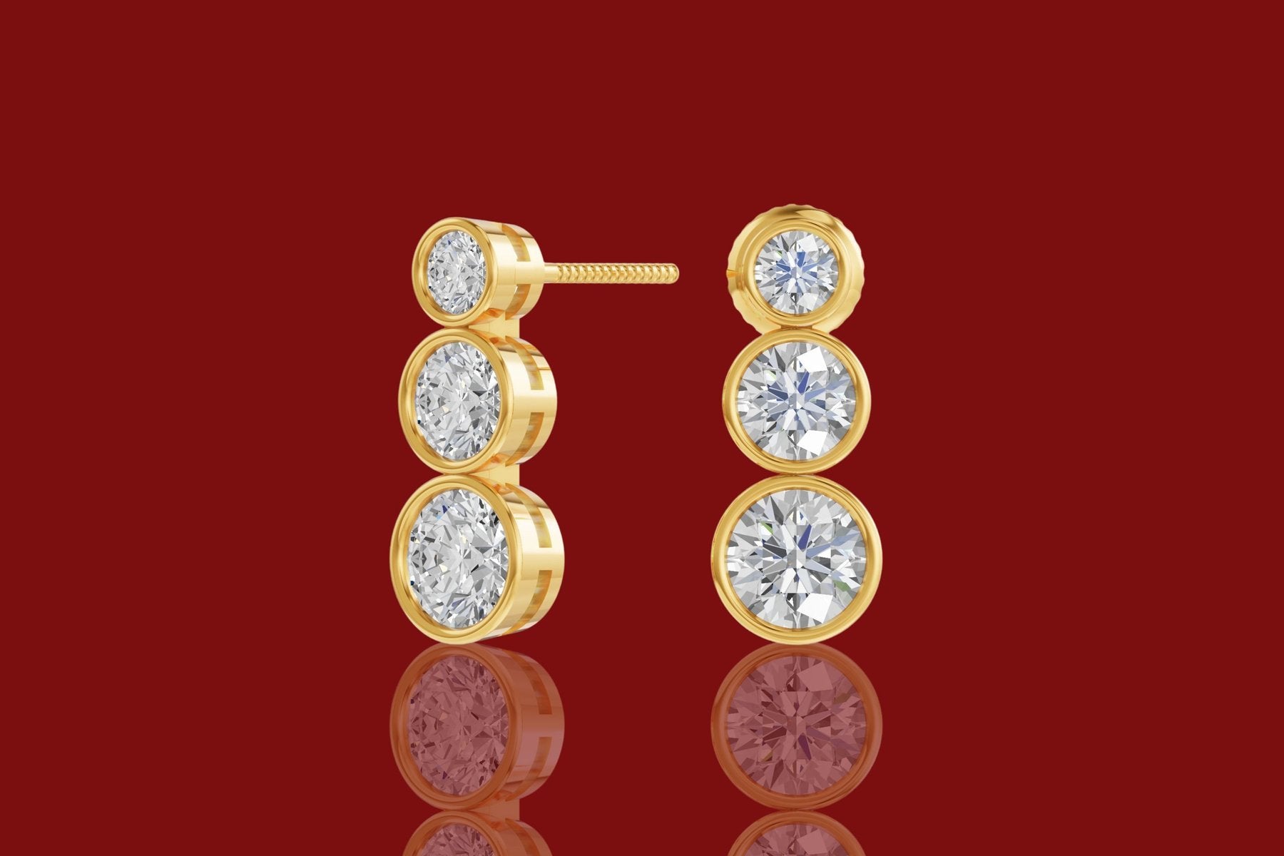 Elegantiški Auksiniai Auskarai 2.04 ct | Laboratorinis Deimantas