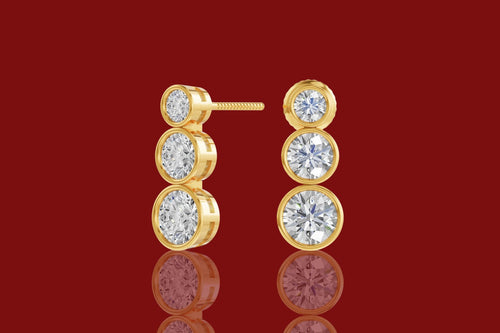 Elegantiški Auksiniai Auskarai 2.04 ct | Laboratorinis Deimantas